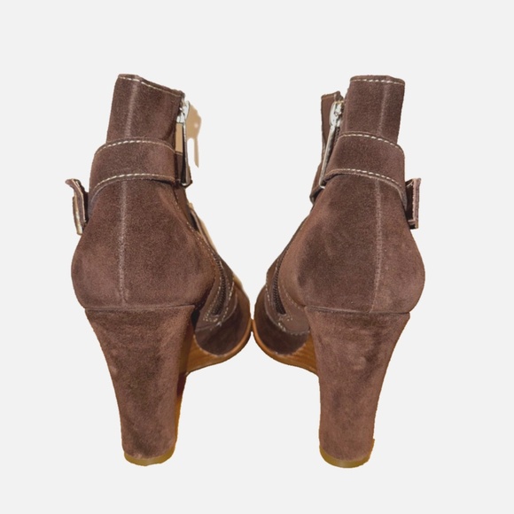 Donald J Pliner Sport-I-Que Brown Chocolate Suede Ankle Boots Size 8 - Picture 4 of 7